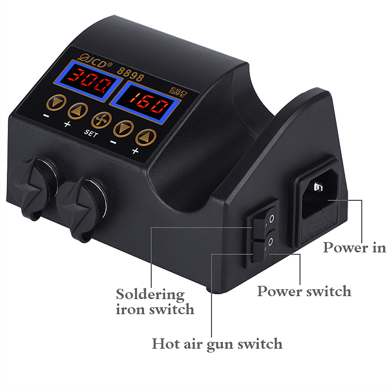 2 In 1 Soldering Rework Station 750W - JCD 8898‑16 750W 2-in-1 LCD Digitaal