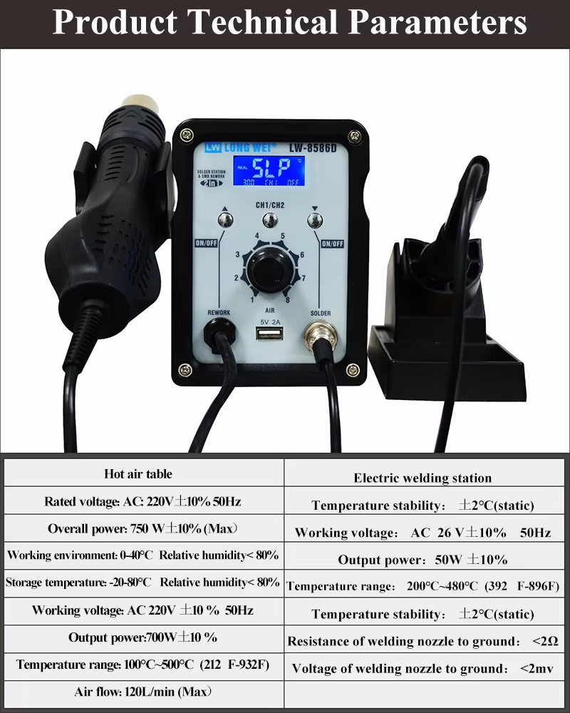 LW-8586D 2-in-1 750W Hetelucht - 2 In 1 Soldering Rework Station 750W recensie en prijs