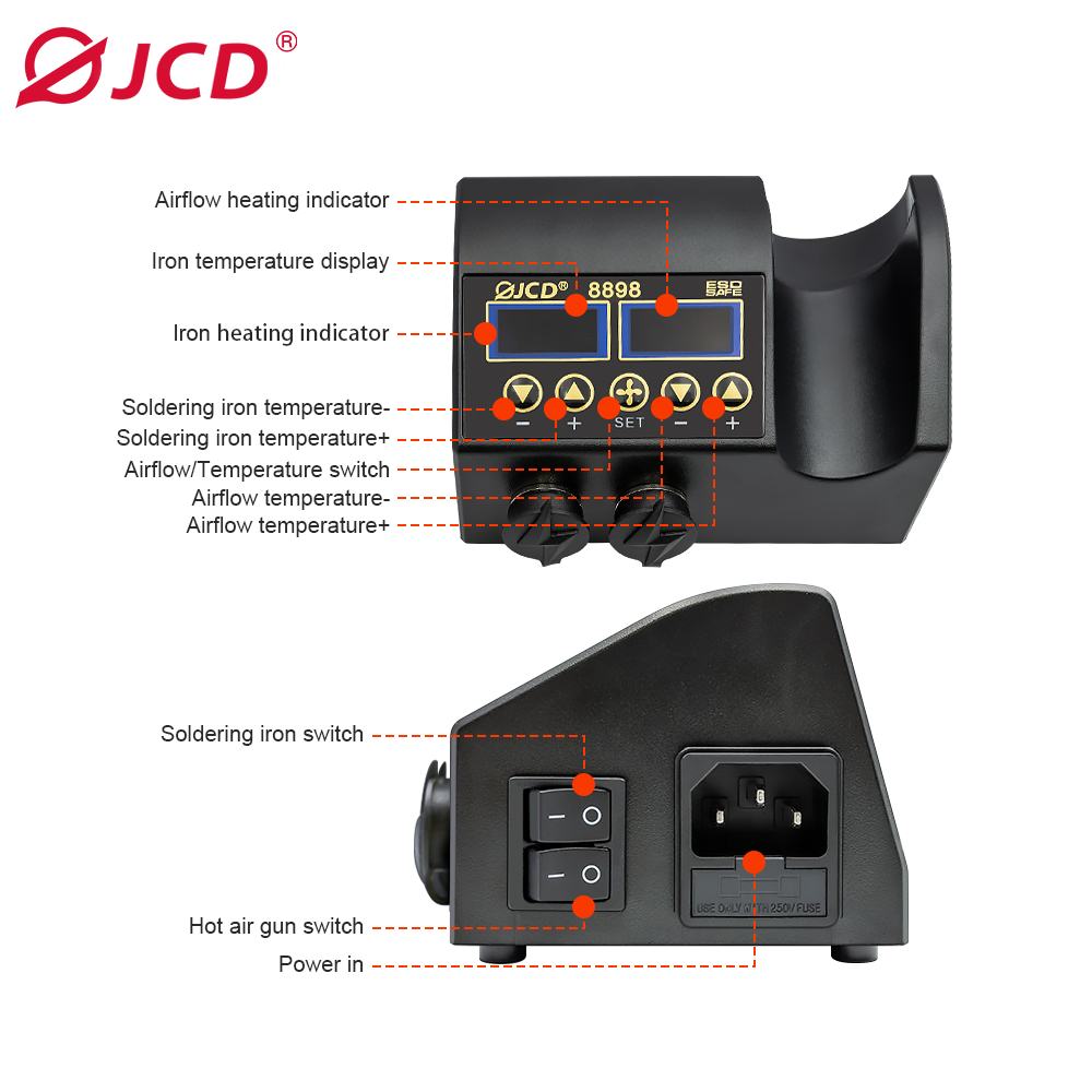 Jcd 8898 750W Soldeerstation 2 - 2 In 1 Soldering Rework Station 750W recensie en prijs