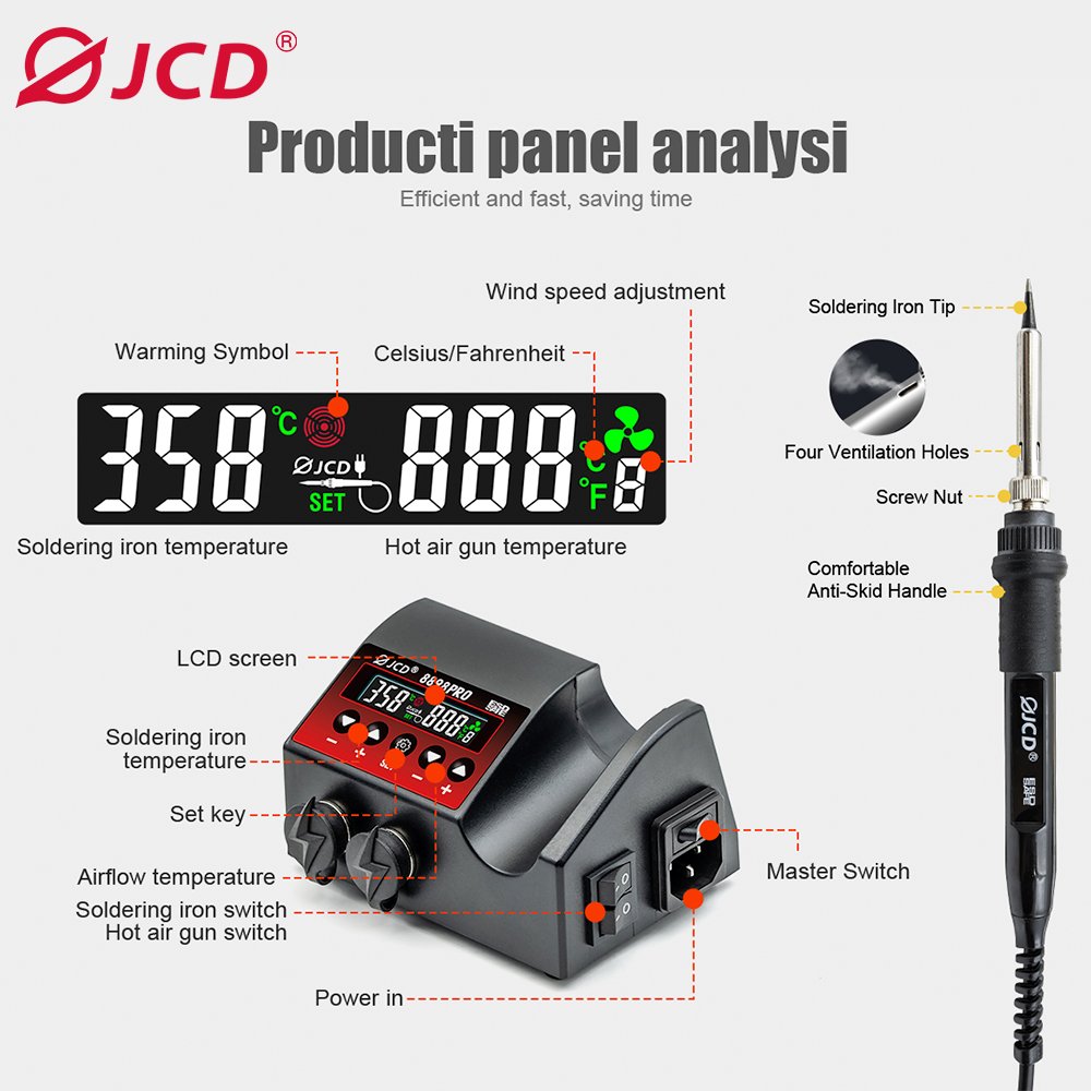 JCD 8898Pro 2 in 1 Soldeerstat - 2 In 1 Soldering Rework Station 750W recensie en prijs